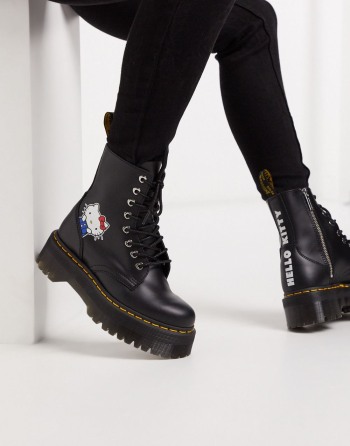 Dr Martens X Hello Kitty Jadon Crne - Ženske Čizme | 13745ZKTG